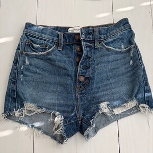 Denim High-Rise Distressed Women’s Shorts — Blue